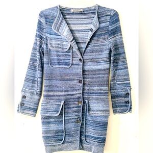 SPORTMAX Blue Heavy Knit Cardigan Coat